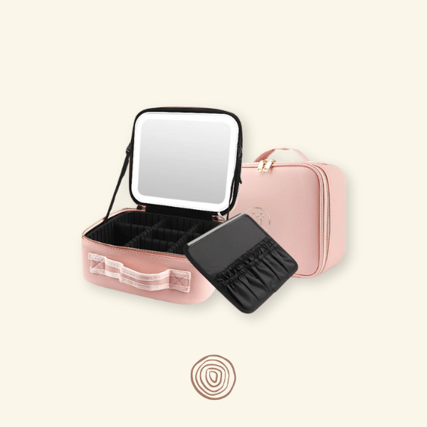 Organizador de maquillaje portátil con espejo LED